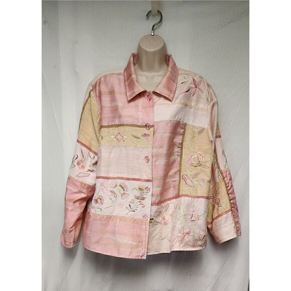 Indigo Moon Embroidery Tunic Top Sequin Beaded & Metallic Accents BOHO CHIC XL - Picture 2 of 7